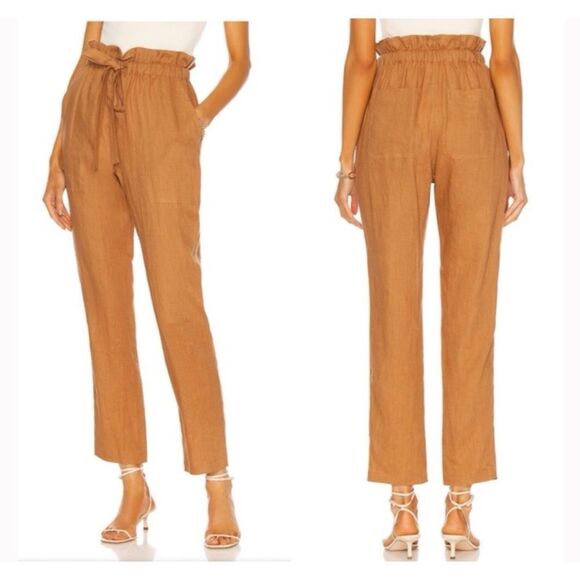 A.L.C Callum Linen Paper Bag Waist Pants Size 4 - Picture 1 of 8
